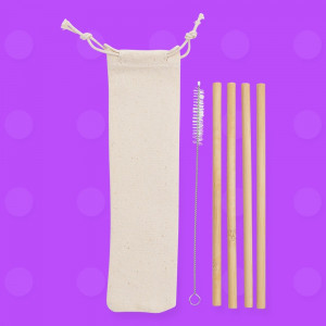 Kit Canudos de Bambu (4 pçs)