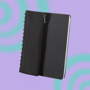 Caderno de anotações com estojo