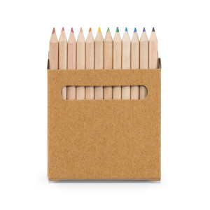 Caixa de cartão com 12 mini lápis de cor
