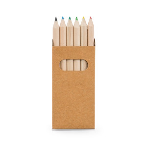 Caixa de cartão com 6 mini lápis de cor
