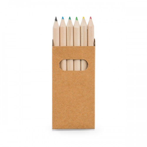 Caixa de cartão com 6 mini lápis de cor
